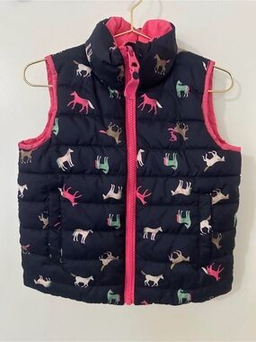 Joules Croft Girls REVERSIBLE Puffer Vest 3-4Y Horses Nordstrom